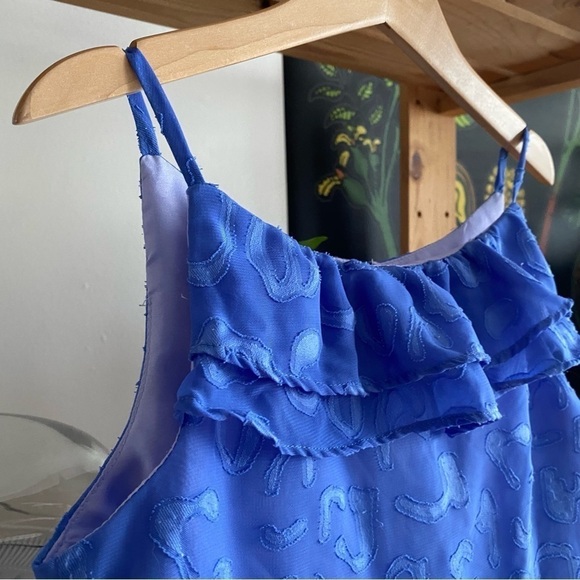 Florence Eiseman Periwinkle Purple Animal Print Appliqué Ruffle Chiffon Dress - Picture 8 of 15